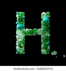 Emerald and turquoise beadsformed,the letters h
