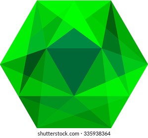 Emerald Vector Logo . Hexagon Geometric Shape . Green Gem Icon . Gemstone .