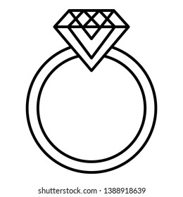 Emerald wedding ring icon. Outline emerald wedding ring vector icon for web design isolated on white background