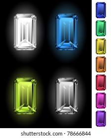 Emerald-cut gemstones collection