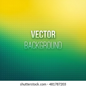 Emerald-yellow color blurred abstract vector background. Smooth gradient backdrop with transparent white dots texture overlay