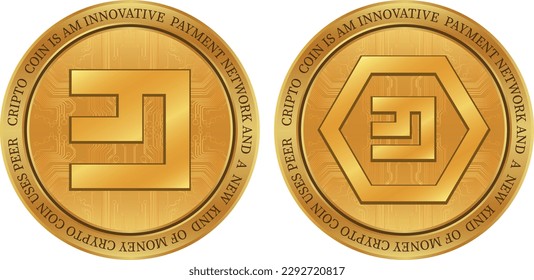 emercoin-emc-Coin-Vektorgrafiken. 3D-Abbildung.