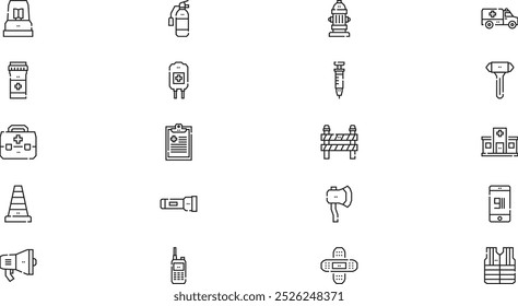 Ícones de emergência Coleção de ícones vetoriais de alta qualidade com traço editável. Ideal para projetos profissionais e criativos.