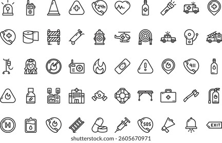 Emergencies icons High-Quality Vector Icons Collection with Editable Stroke. Ideal for Professional and Creative Projects