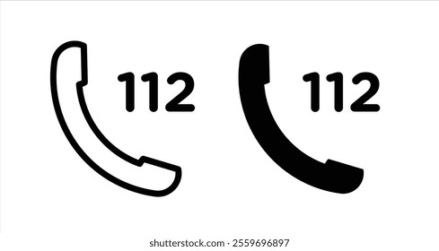 Emergency 112 call Icon collection in filled and stroke style.