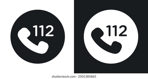 Emergency 112 call icon in solid style