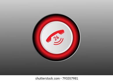 Emergency 24 hours call button , vector , illustration EPS10 .