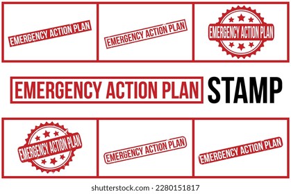 Emergency Action Plan rubber grunge stamp set vector