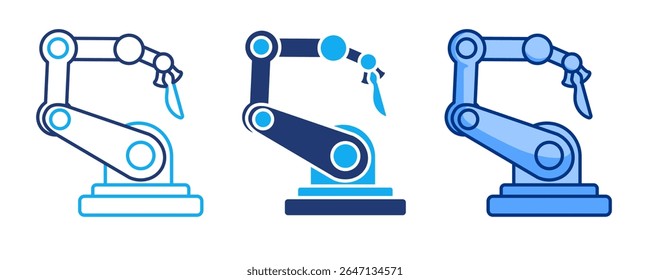 Emergency AI assistant icon represented by robot,heartbeat,warning sign Blue, Dualline, Dualtone style.