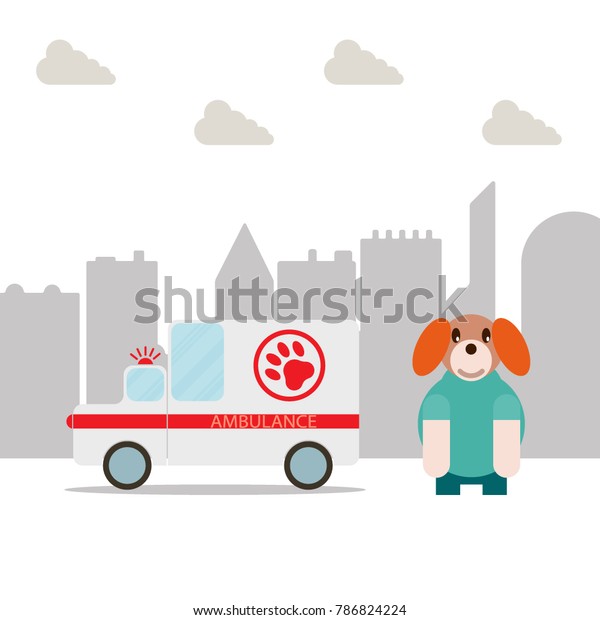 Emergency aid for animals. The concept of the\
importance of animal health with the disease. Vector illustration\
in flat style.