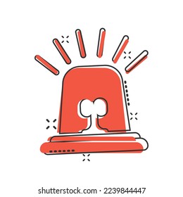 Emergency alarm icon in comic style. Alert lamp cartoon vector illustration on isolated background. Police urgency splash effect sign business concept.