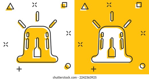Emergency alarm icon in comic style. Alert lamp cartoon vector illustration on isolated background. Police urgency splash effect sign business concept.