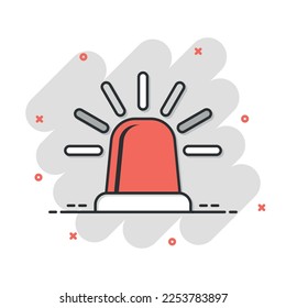 Emergency alarm icon in comic style. Alert lamp cartoon vector illustration on isolated background. Police urgency splash effect sign business concept.