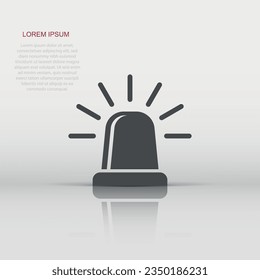 Emergency alarm icon in flat style. Alert lamp vector illustration on isolated background. Police urgency sign business concept.