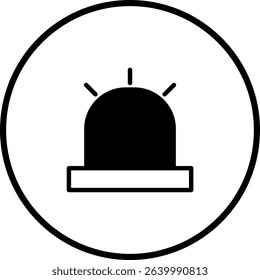Emergency Alert Icon: Black and White Siren Symbol for Warning and Safety Notifications