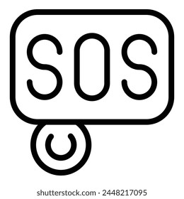 Vector de esquema del icono de alerta de emergencia. Solicitud de primeros auxilios. Centro de intervención en crisis