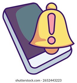 Icono de alerta de emergencia representado por teléfono, campana, signo de exclamación Estilo de color lineal.