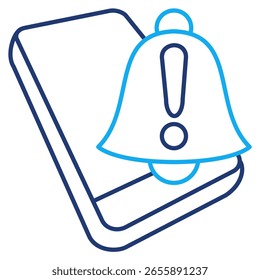 Notfallwarnsymbol, dargestellt durch Handy, Klingel, Ausrufezeichen Dual Line-Stil.