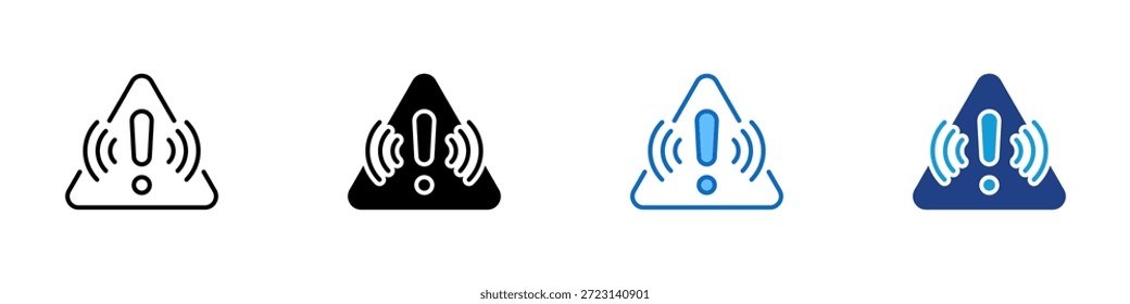 Emergency Alert Multiple Style Icon Design Vector - Alert symbol with signal waves representing emergency warnings, urgent notifications, or critical situations