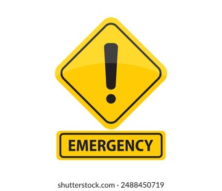 Emergency alert sign icon vector.  Alert, danger, attention, emergency, caution, sign, warning, safety. Can use for infographic, banner, poster, web design. Vector Isolated on white background.