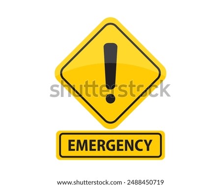 Emergency alert sign icon vector.  Alert, danger, attention, emergency, caution, sign, warning, safety. Can use for infographic, banner, poster, web design. Vector Isolated on white background.
