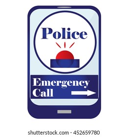 Emergency alert via telephone. Call the police. Vector illustration of emergency police call