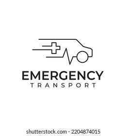 Diseño del logotipo del vector de la línea del vehículo de emergencia de ambulancia