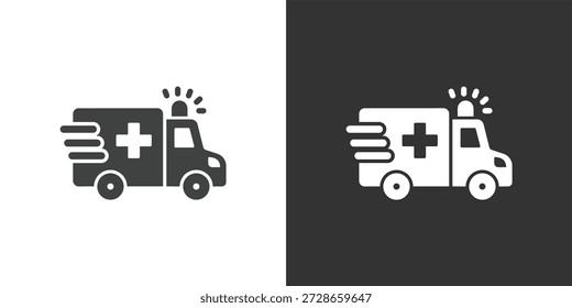 Icono de ambulancia de emergencia. Icono de la serie de glifos sólidos