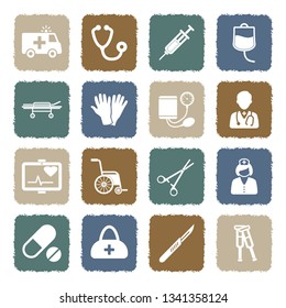 Emergency Ambulance Icons. Grunge Color Flat Design. Vector Illustration. 