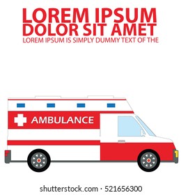 Emergency ambulance isolated vector illustration. Medical vehicle. Ambulance car in flat style on white background