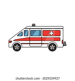  Emergency ambulance on a white isolated background. Emergency care. Vector icon.