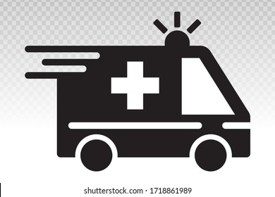 Emergency ambulance truck services flat icon on a transparent background