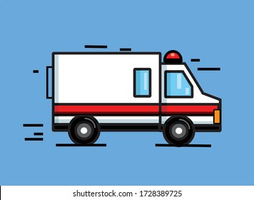 Emergency ambulance vector illustration. Medical vehicle. Ambulance car in flat style. Flat Illustration