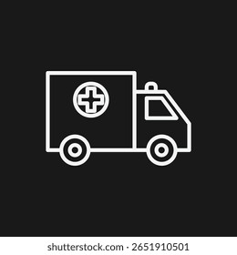 Emergency Ambulance Vehicle Icon for Medical First Response, Patient Transport, and Hospital Services
