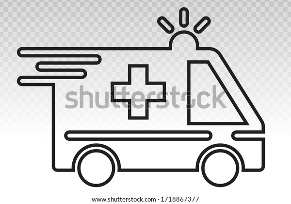Emergency ambulance vehicle services line art
icon on a transparent
background
