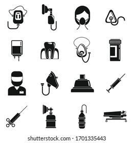 Emergency anesthesia icons set. Simple set of emergency anesthesia vector icons for web design on white background