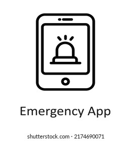 Emergency App vector outline Icon Design illustration on White background. EPS 10 File