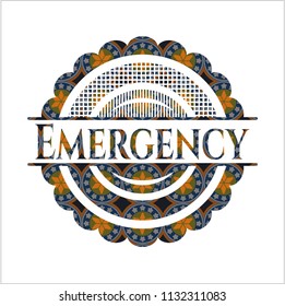 Emergency arabic emblem. Arabesque decoration.