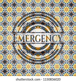 Emergency arabic style emblem. Arabesque decoration.