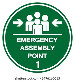 Emergency Assembly Point 1 Symbol Sign, Vector Illustration, Isolated On White Background Label.EPS10 