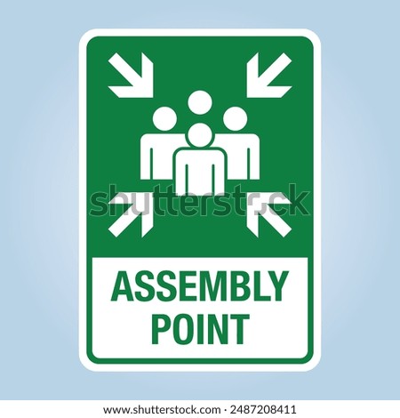 EMERGENCY ASSEMBLY POINT sign. Editable EPS 10 vector graphic isolated on white background.