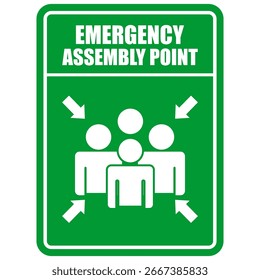 Emergency assembly point, sign and sticker vector