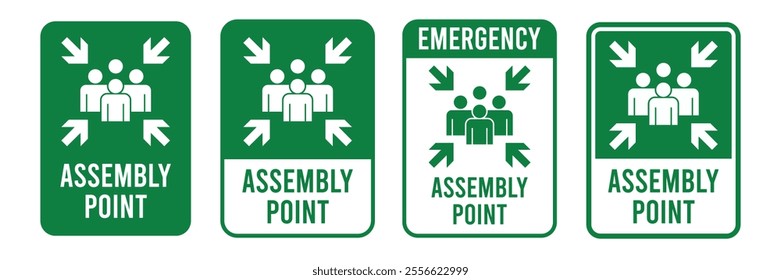 Emergency assembly point sign. Assembly point sign symbol vector illustration isolated on white background.	