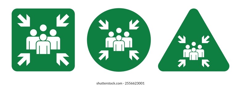 Emergency assembly point sign. Assembly point sign symbol vector illustration isolated on white background.	