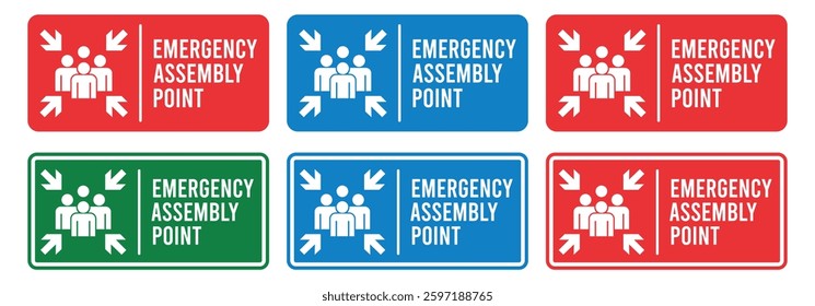  Emergency assembly point sign. Assembly point sign symbol vector illustration isolated on white background.