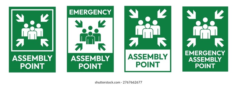 Señal de punto de montaje de emergencia. Ilustración vectorial de símbolo de signo de punto de montaje aislado sobre fondo blanco.