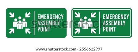 Emergency assembly point sign. Assembly point sign symbol vector illustration isolated on white background.	