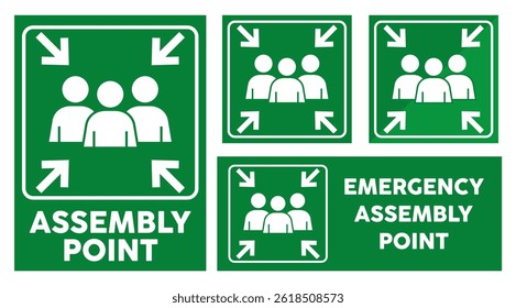 Emergency assembly point signage set vector