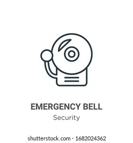 Emergency bell outline vector icon. Thin line black emergency bell icon, flat vector simple element illustration from editable security concept isolated stroke on white background