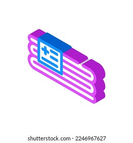 Notdecke Erste Hilfe isometrische Ikone Vektorgrafik. Nothilfeschild einzelne Symbolillustration